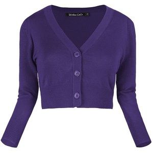 ☘️Purple Cropped Button-up Sweater